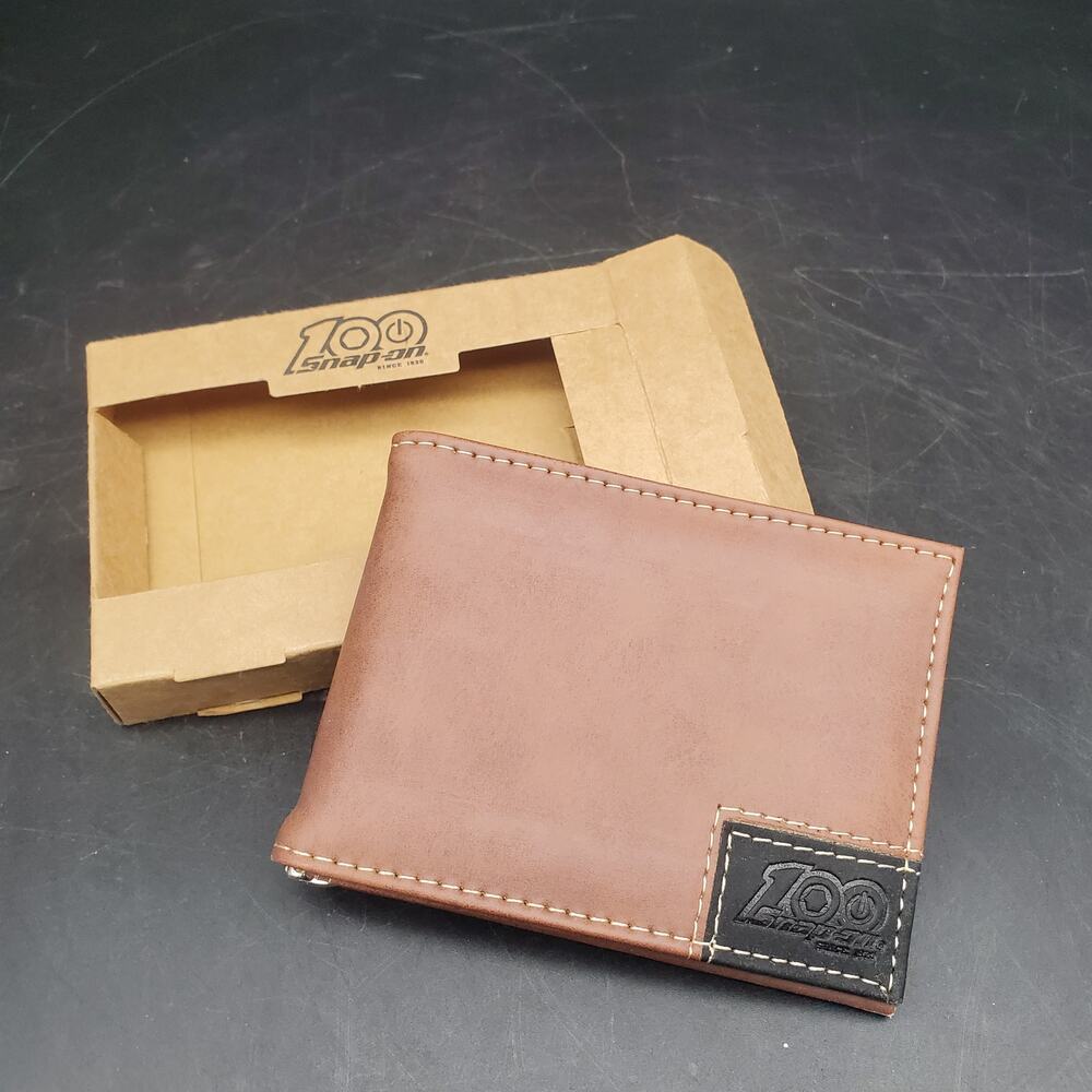 BRAND NEW Snap-on 100th Anniversary Brown Leather Money Clip Wallet Since 1920